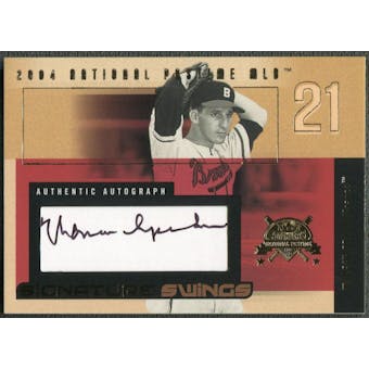 2004 National Pastime #WS Warren Spahn Signature Swings Gold Auto #127/188