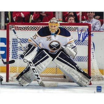 Linus Ullmark Autographed Buffalo Sabres White Jersey 8x10