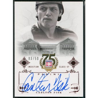 2014 Panini Hall of Fame #14 Carlton Fisk Signatures Red Auto #03/50