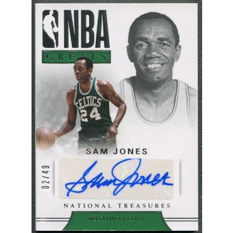 2017/18 Panini National Treasures #15 Sam Jones NBA Greats Auto #02/49