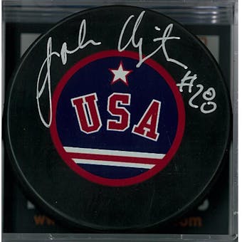 John Harrington "Miracle on Ice" Autographed USA Hockey Puck (DACW COA)