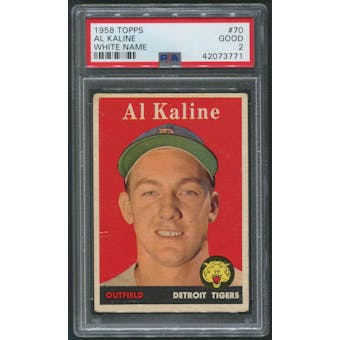 1958 Topps Baseball #70 Al Kaline White Name PSA 2 (GOOD)
