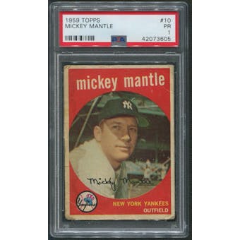 1959 Topps Baseball #10 Mickey Mantle PSA 1 (PR)