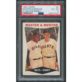 1960 Topps Baseball #7 Master & Mentor Willie Mays & Bill Rigney PSA 4 (VG-EX)