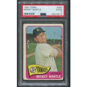 1965 Topps Baseball #350 Mickey Mantle PSA 2 (GOOD)