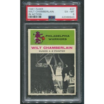 1961/62 Fleer Basketball #47 Wilt Chamberlain In Action Rookie PSA 6 (EX-MT)
