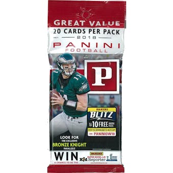 2018 Panini Football Jumbo Value 20-Card Pack (Lot of 12 = 1 Box)