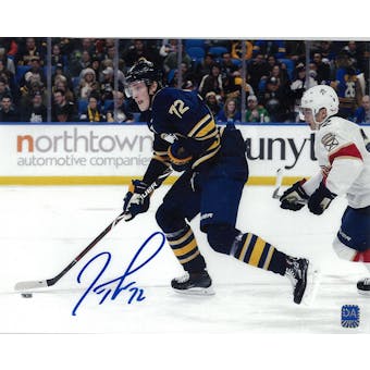 Tage Thompson Autographed Buffalo Sabres 8x10 Blue Jersey Photo