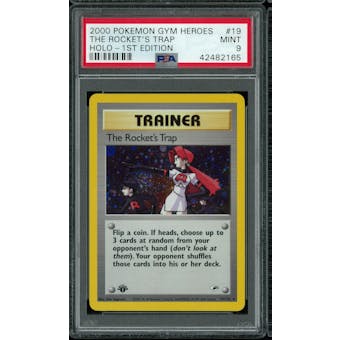 Pokemon Gym Heroes 1st Edition The Rocket's Trap 19/132 PSA 9