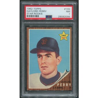 1962 Topps Baseball #199 Gaylord Perry Rookie PSA 7 (NM)