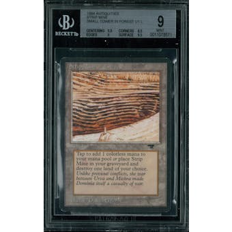 Magic the Gathering Antiquities Strip Mine, small tower in forest  BGS 9 (9.5, 8.5, 9, 9.5)