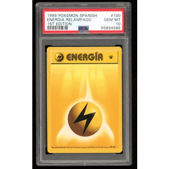 Pokemon Base Set 1st Edition Spanish Lightning Energy 100/102 PSA 10