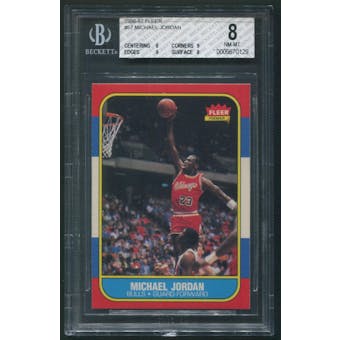 1986/87 Fleer Basketball #57 Michael Jordan Rookie BGS 8 (NM-MT)
