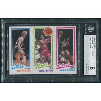 1980/81 Topps Basketball #6 Larry Bird Julius Erving Magic Johnson Rookie BGS 6 (EX-MT)