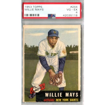1953 Topps Baseball #244 Willie Mays PSA 4 (VG-EX) *5118
