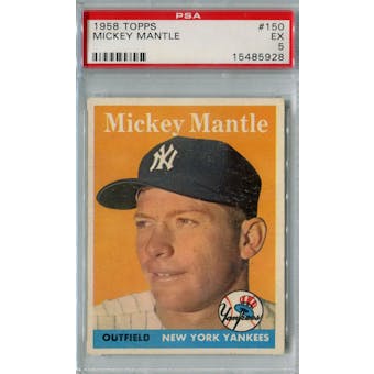 1958 Topps Baseball #150 Mickey Mantle PSA 5 (EX) *5928