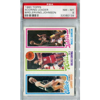 1980/81 Topps Basketball Larry Bird/Julius Erving/Magic Johnson PSA 8 (NM-MT) *0139