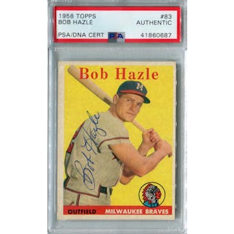 1958 Topps Baseball #83 Bob Hazle PSA/DNA Authentic Signed Auto *0687