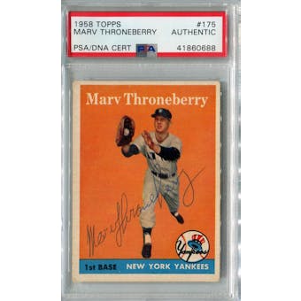 1958 Topps Baseball #175 Marv Throneberry PSA/DNA Authentic Signed Auto *0688