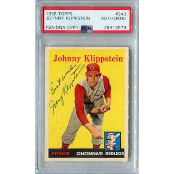 1958 Topps Baseball #242 Johnny Klippstein PSA/DNA Authentic Signed Auto *3579