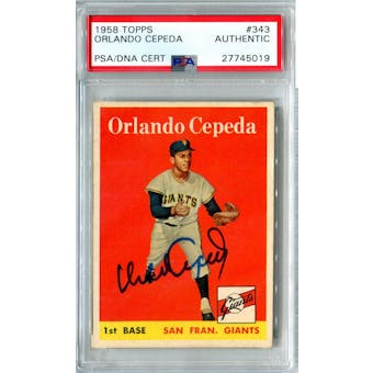1958 Topps Baseball #343 Orlando Cepeda RC PSA/DNA Authentic Signed Auto *5019