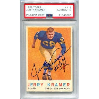 1959 Topps Football #116 Jerry Kramer RC PSA/DNA Authentic Signed Auto *0086