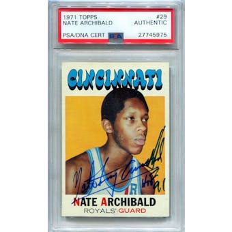 1971/72 Topps Basketball #29 Nate Archibald RC PSA/DNA Authentic Signed Auto *5975