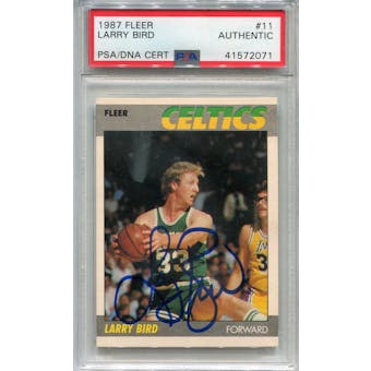 1987/88 Fleer Basketball #11 Larry Bird PSA/DNA Authentic Signed Auto *2071