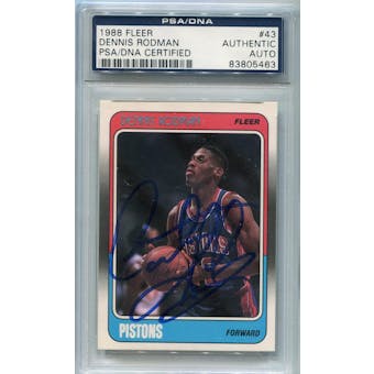 1988/89 Fleer Basketball #43 Dennis Rodman PSA/DNA Signed Auto *5463