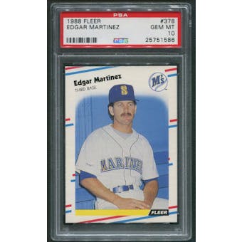 1988 Fleer Baseball #378 Edgar Martinez Rookie PSA 10 (GEM MT)