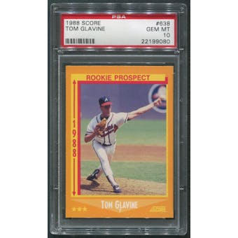 1988 Score Baseball #638 Tom Glavine Rookie PSA 10 (GEM MT)