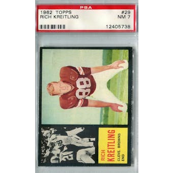 1962 Topps Football #29 Rich Kreitling PSA 7 (NM) *5738 (Reed Buy)
