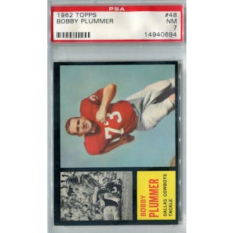 1962 Topps Football #48 Bobby Plummer SP PSA 7 (NM) *0694 (Reed Buy)
