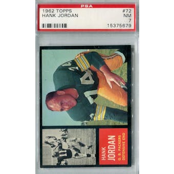 1962 Topps Football #72 Hank Jordan SP PSA 7 (NM) *5679