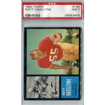1962 Topps Football #160 Matt Hazeltine PSA 7 (NM) *3856