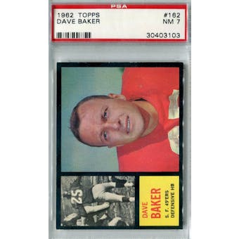 1962 Topps Football #162 Dave Baker PSA 7 (NM) *3103