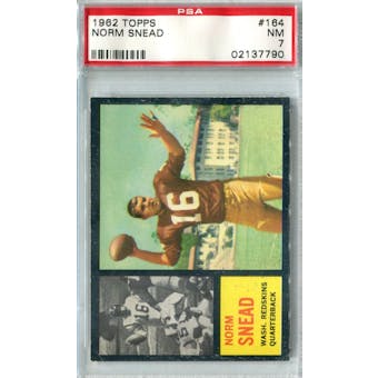 1962 Topps Football #164 Norm Snead RC SP PSA 7 (NM) *7790