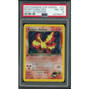 Pokemon Gym Heroes 1st Edition Rocket's Moltres 12/132 PSA 8