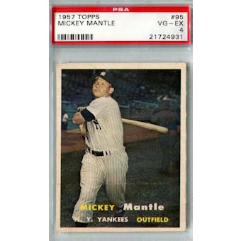 1957 Topps Baseball #95 Mickey Mantle PSA 4 (VG-EX) *4931