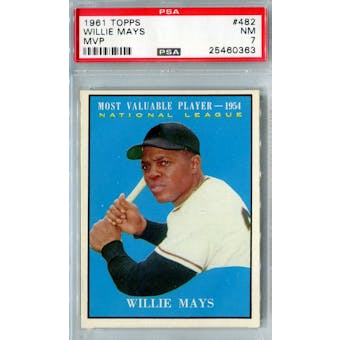 1961 Topps Baseball #482 Willie Mays MVP PSA 7 (NM) *0363