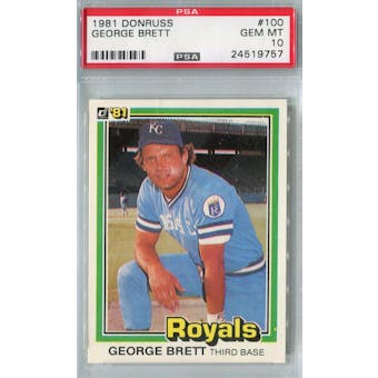 1981 Donruss Baseball #100 George Brett PSA 10 (Gem Mint) *9757