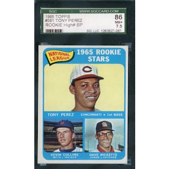 1965 Topps Baseball #581 Tony Perez SGC 86 (NM+) *7067