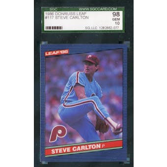 1986 Leaf Baseball #117 Steve Carlton SGC 98 (Gem) *2077