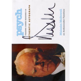 Psych Seasons 5-8 Malcolm McDowell Abmassador Fanshaw Autographed Card (2015 Cryptozoic) (Reed Buy)