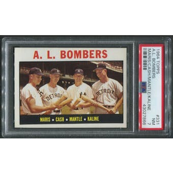 1964 Topps Baseball #331 A.L. Bombers Mickey Mantle PSA 7 (NM)