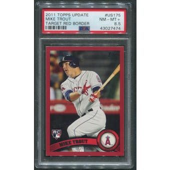 2011 Topps Update Baseball #US175 Mike Trout Target Red Border Rookie PSA 8.5 (NM-MT+)