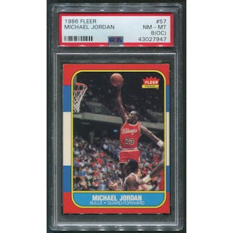1986/87 Fleer Basketball #57 Michael Jordan Rookie PSA 8 (NM-MT) (OC)