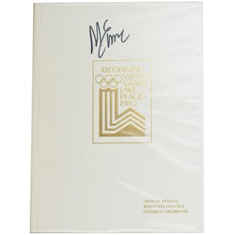Mike Eruzione Autographed Miracle On Ice 1980 Lake Placid Olympics Official Results Book (White)
