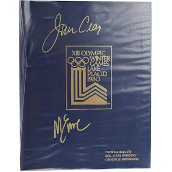 Jim Craig & Mike Eruzione Autographed Miracle On Ice 1980 Lake Placid Olympics Official Results Book (Blue)