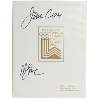 Jim Craig & Mike Eruzione Autographed Miracle On Ice 1980 Lake Placid Olympics Official Results Book (White)